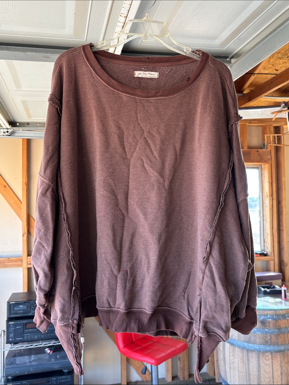 Free People Brown Relaxed Crewneck Pullover